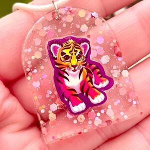 Lisa Frank Tiger Acrylic Sticker Necklace